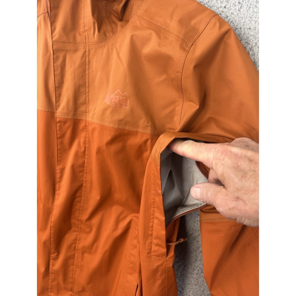 REI Co-op Rainier Rain Jacket Womens Small Orange Hydrowall 2.5 Layer Hooded - Picture 5 of 14